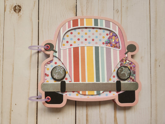 Libreta forma coche arco iris