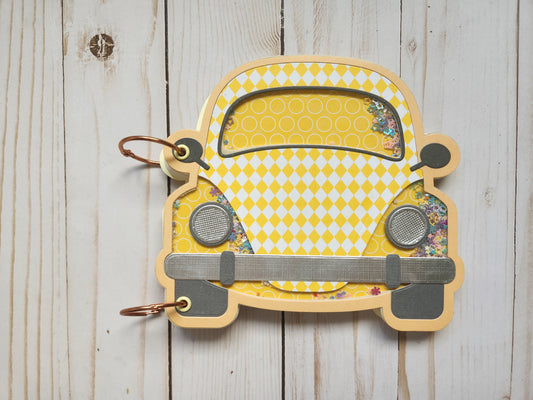 Libreta forma coche amarillo