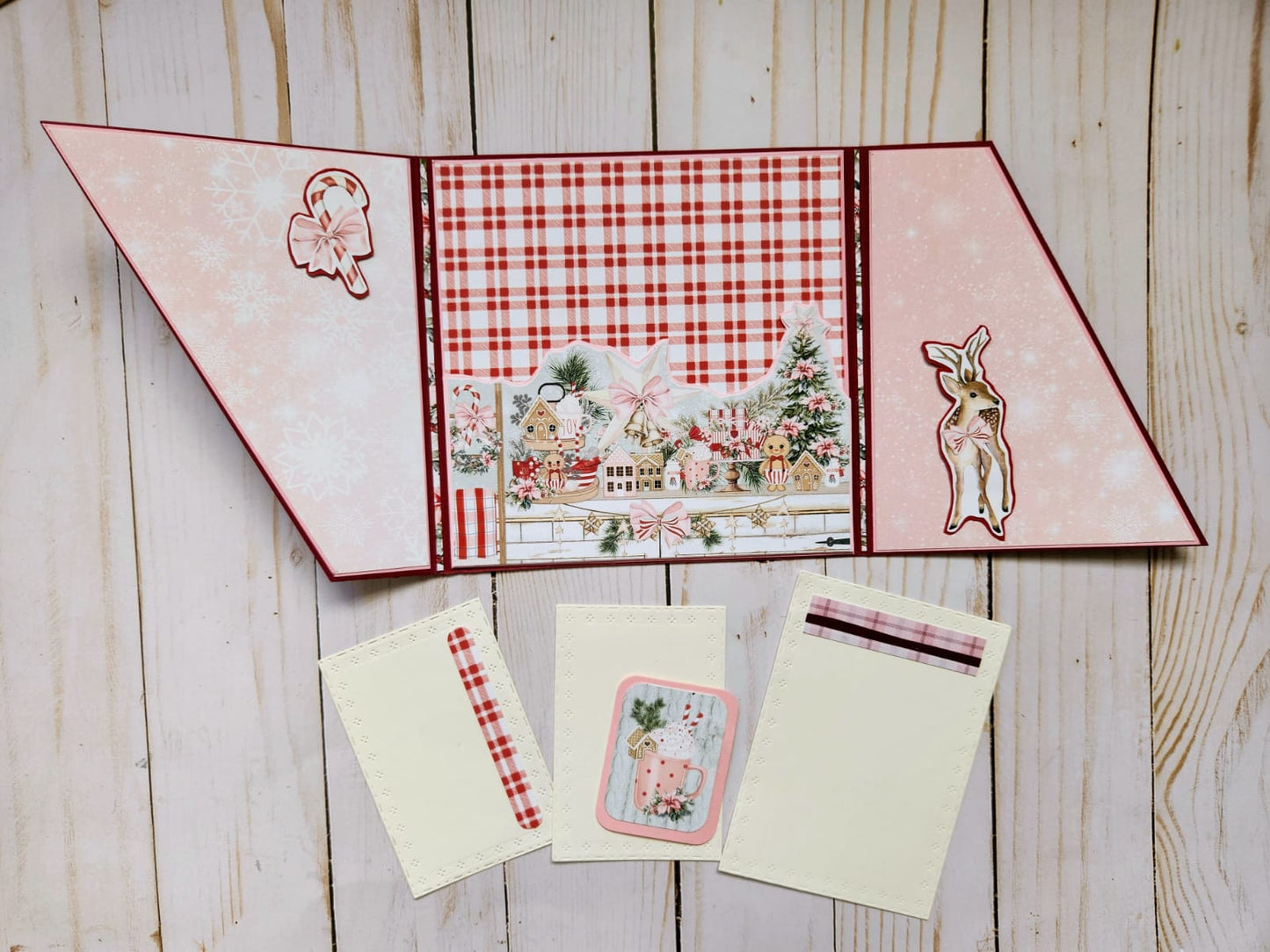 Tarjeta navideña Vintage rosa