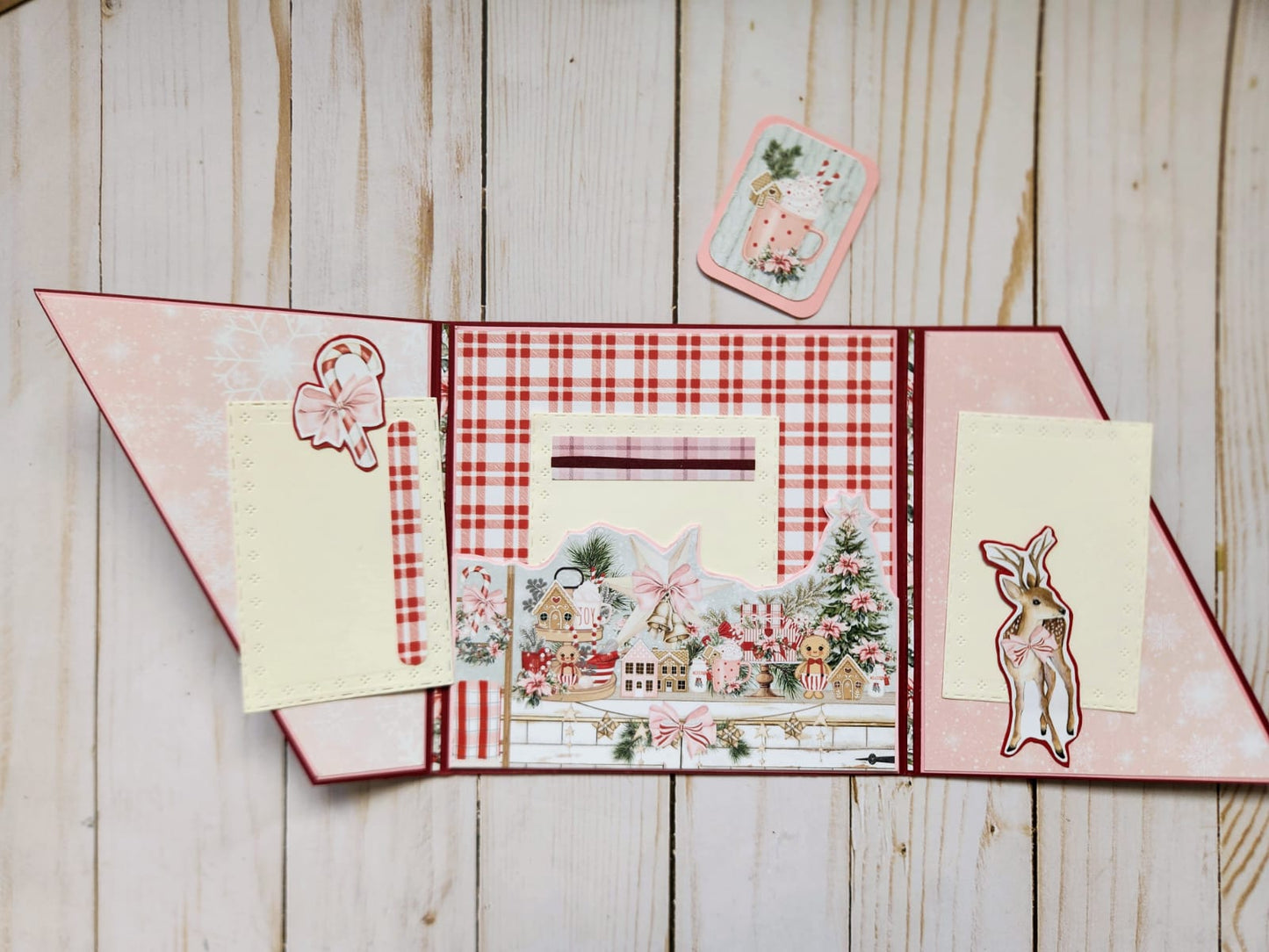 Tarjeta navideña Vintage rosa