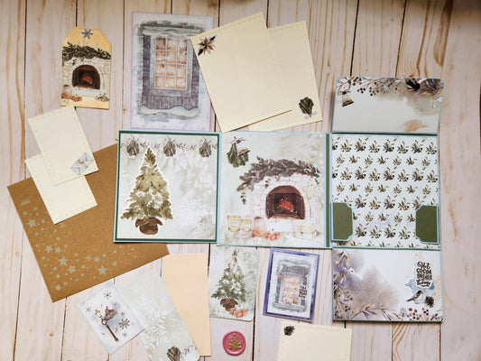 Tarjeta escena hogar Navidad
