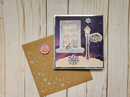 Tarjeta escena hogar Navidad