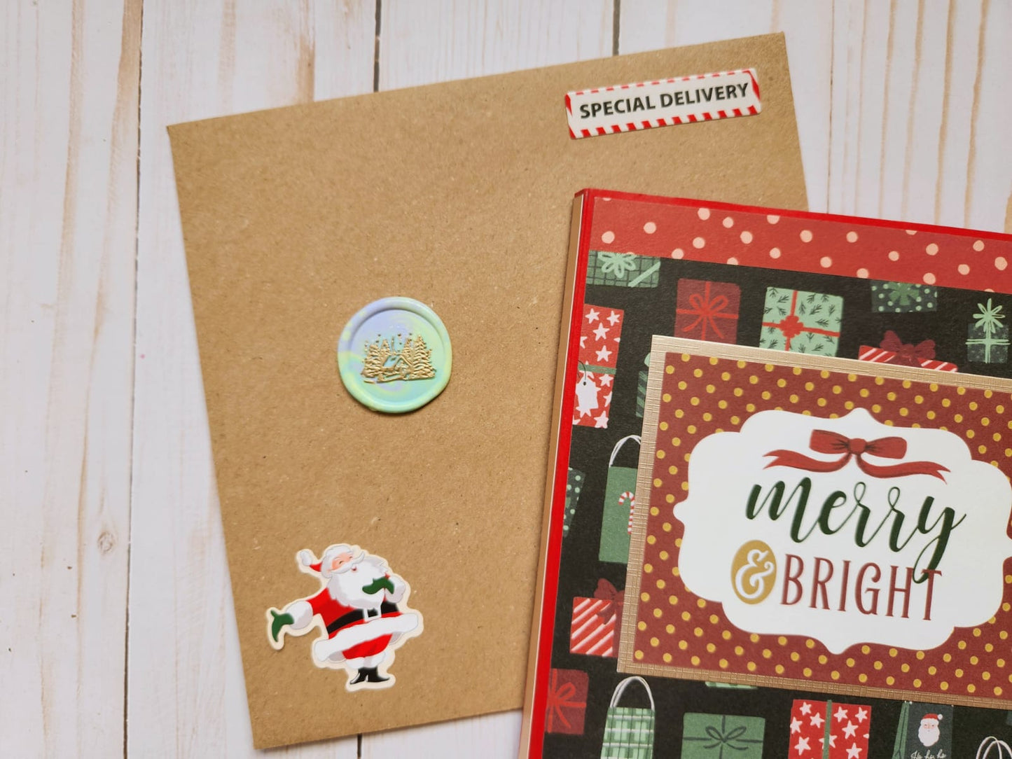 Tarjeta grande Navidad "Merry & Bright"