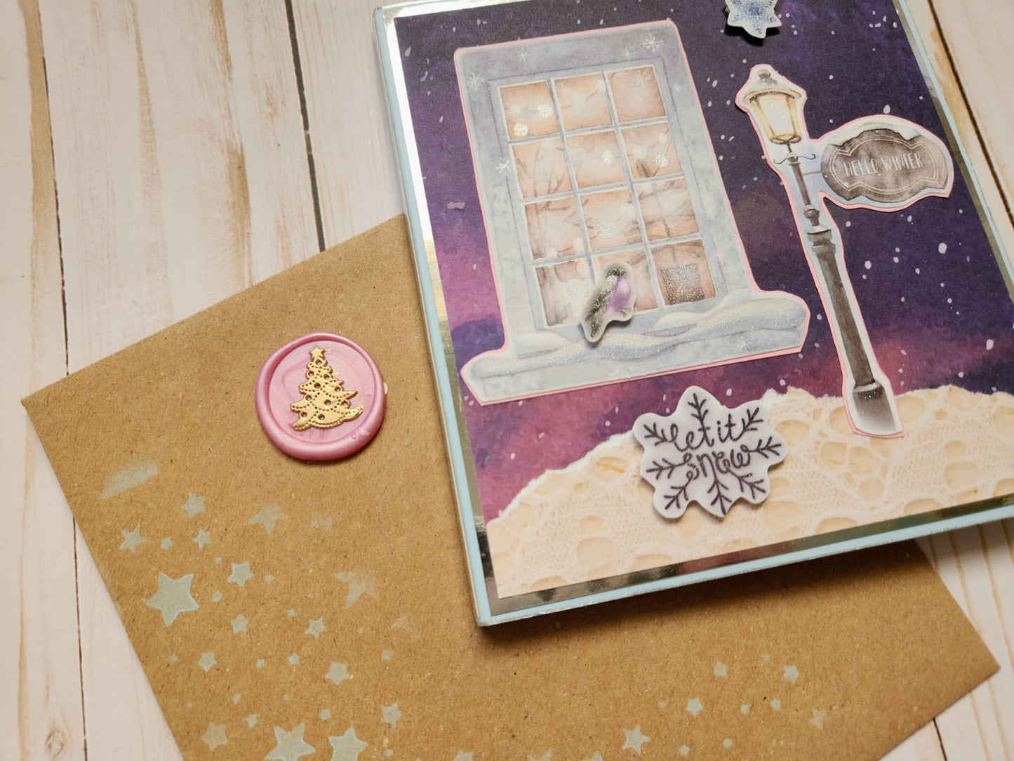 Tarjeta escena hogar Navidad
