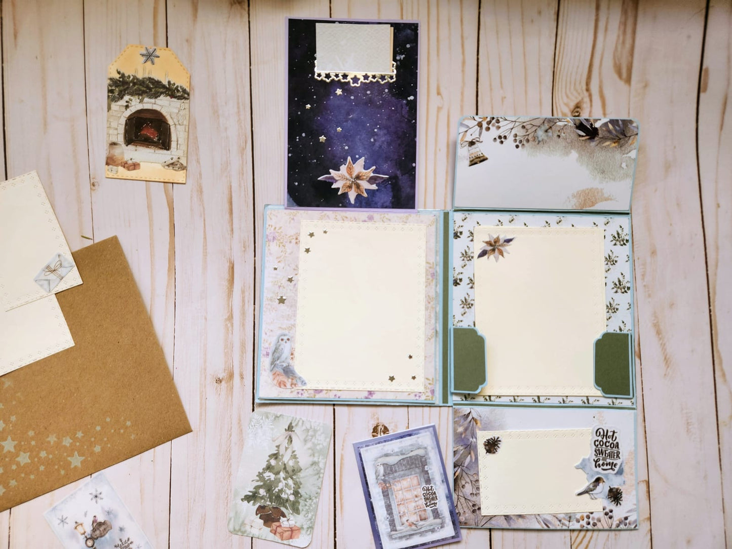 Tarjeta escena hogar Navidad