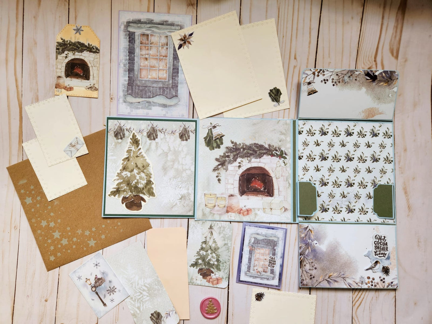 Tarjeta escena hogar Navidad